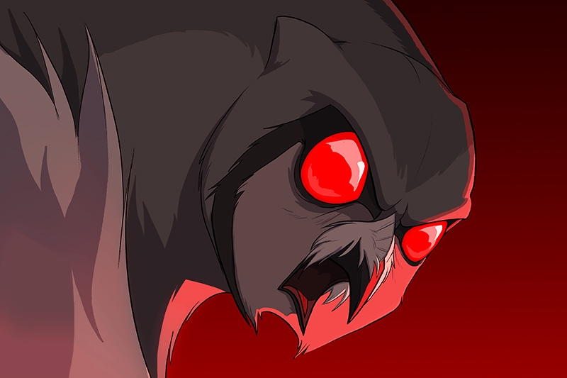 Animation of a creature with large red eyes