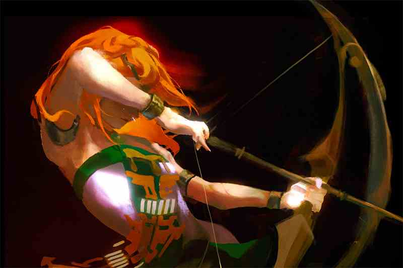 Animated Character with Red Hair and a Bow and Arrow