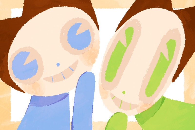 Two Animated Characters looking at each other with big eyes