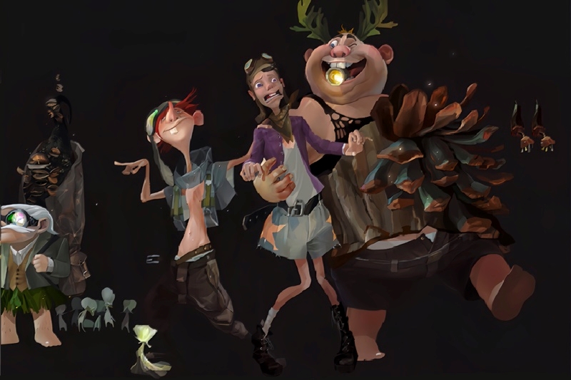 A Array of Animated Character against a black background