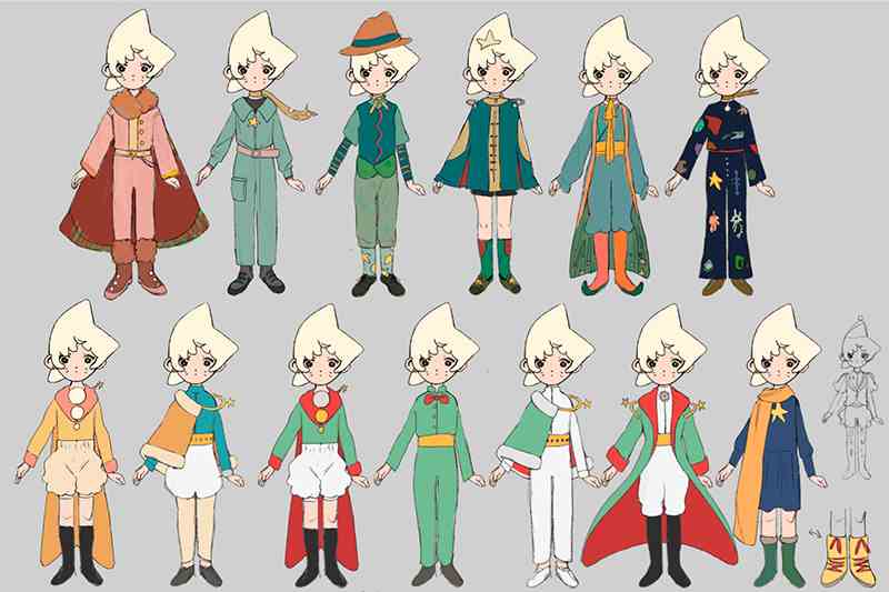 Animated character with different outfits