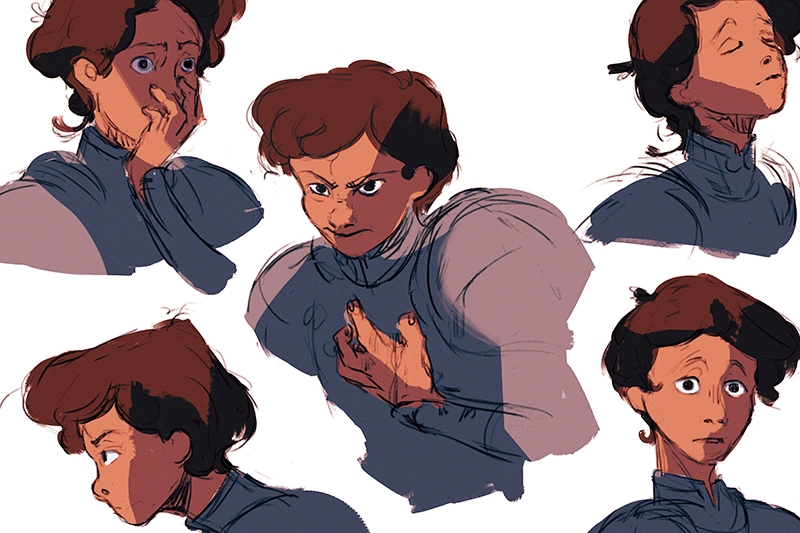 Character in various emotional and expressive poses.