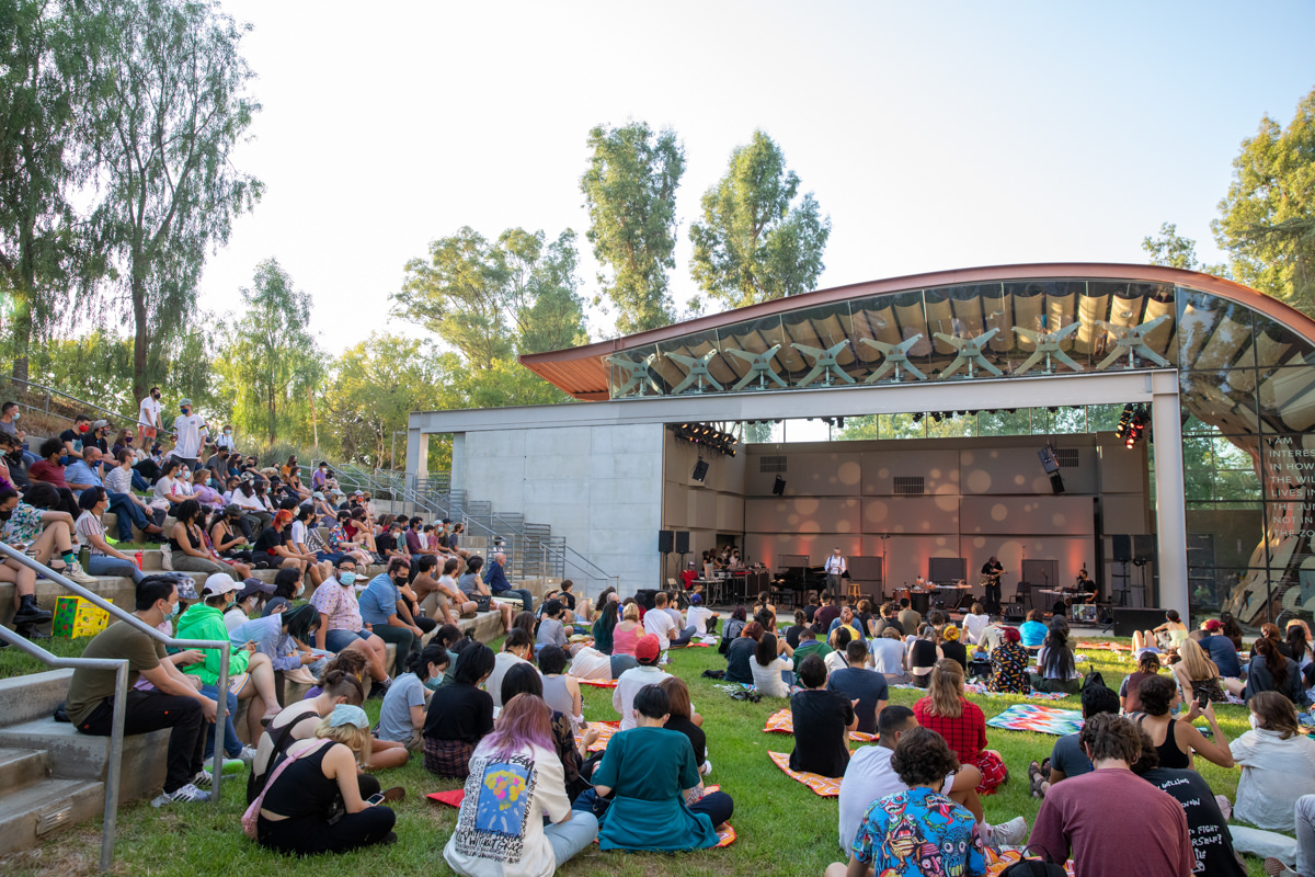 Wild Beast outdoor stage at CalArts with a crowd seated for a performance