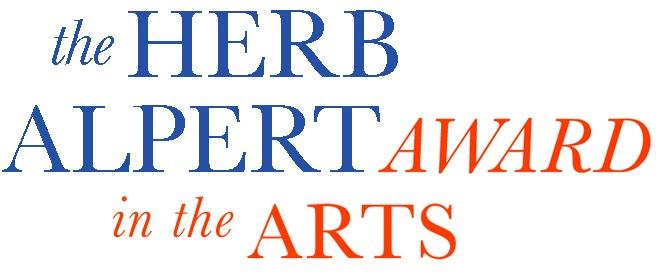 Logo of "The Herb Alpert Award in the Arts" with blue and orange text.