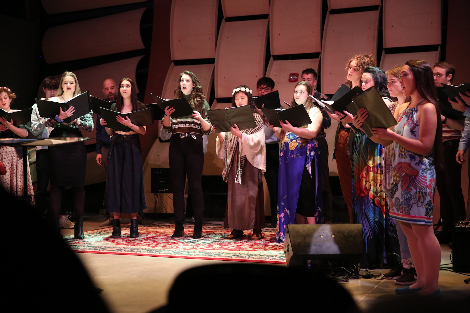 Group of VoiceArts students singing in a concert at CalArts