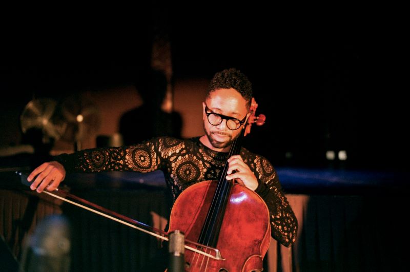 man playing cello