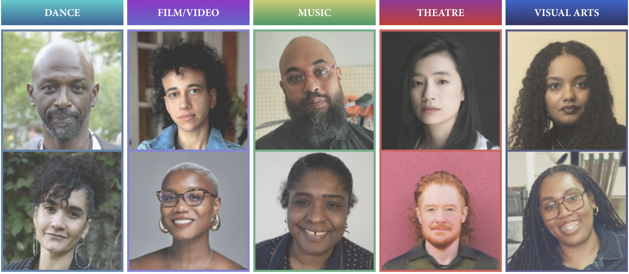 A collage of headshots of the 2025 Herb Alpert Award in the Arts recipients.