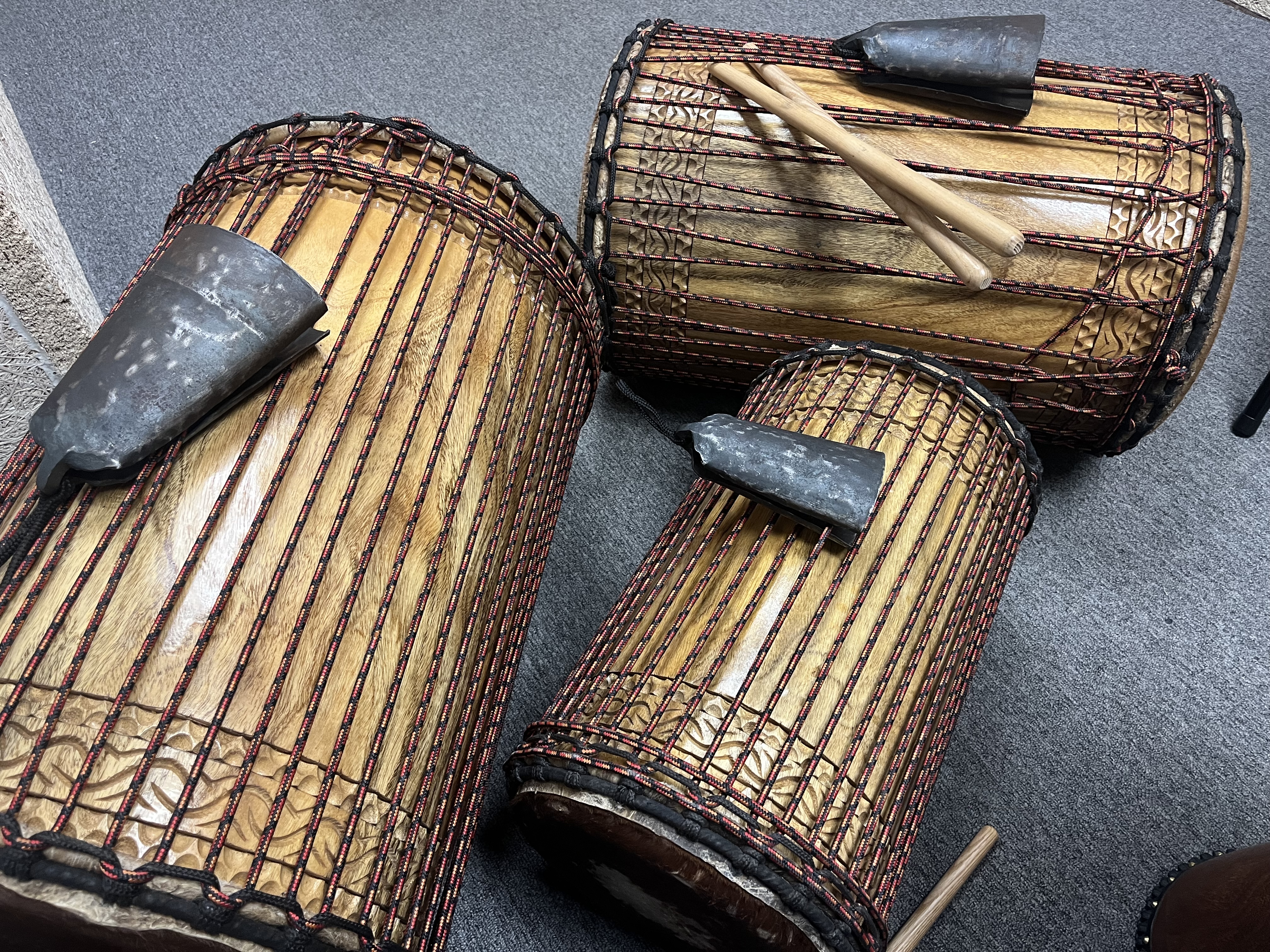 A set of west african djembe drums