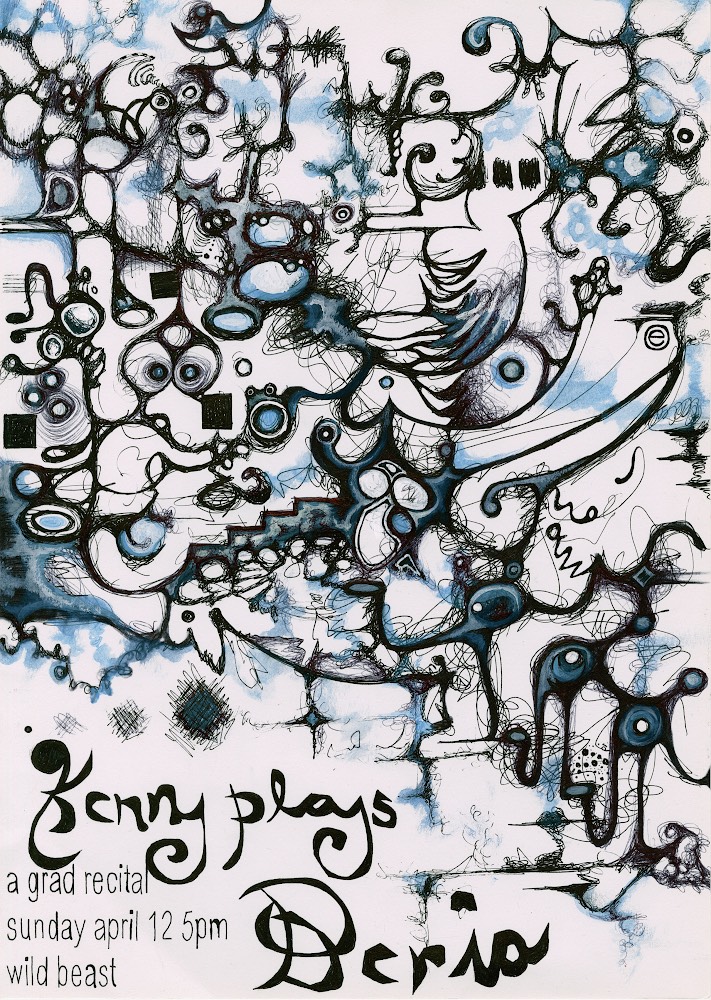 Abstract artwork with swirling lines and stylized text.