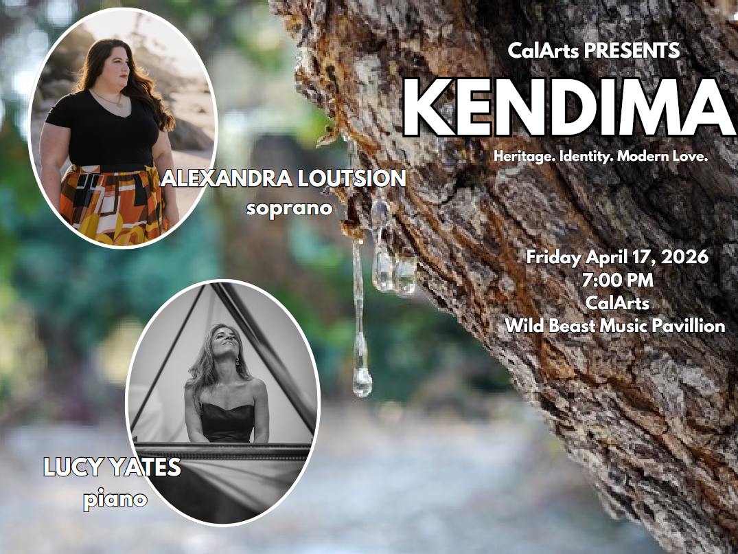 Promotional poster for "KENDIMA" music event, featuring tree bark with sap droplets and two musician portraits.