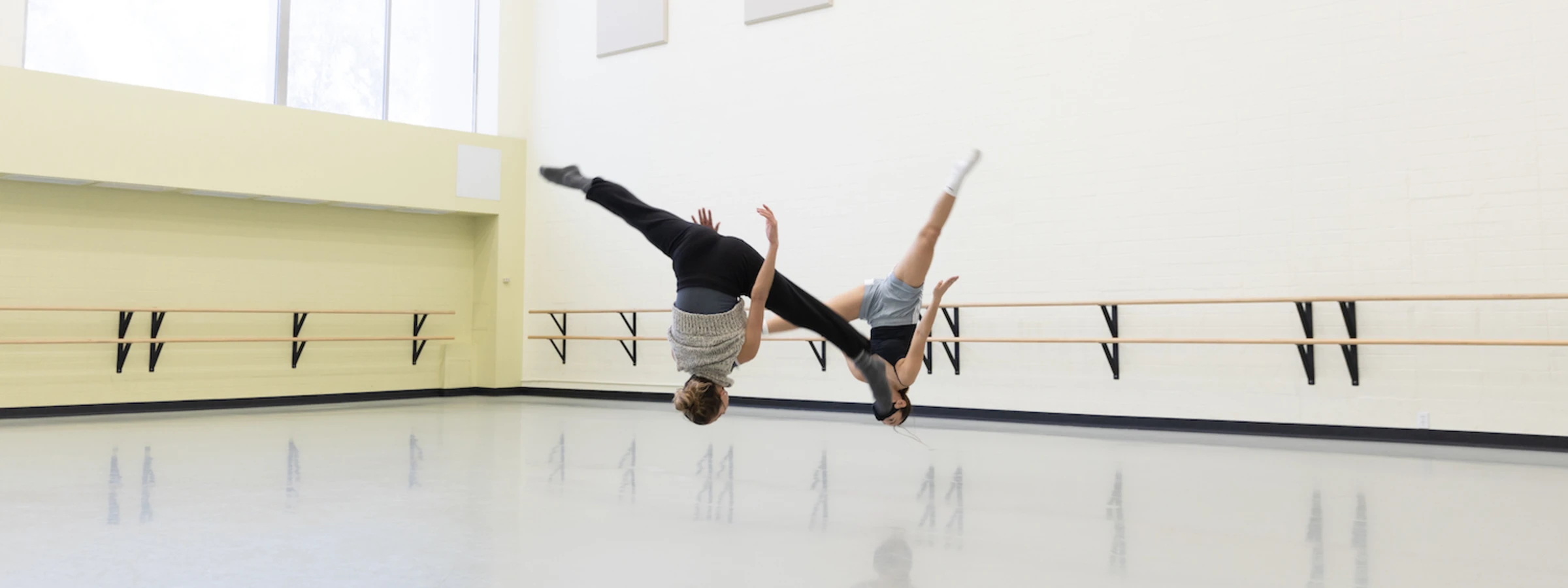 Students dancing in rehearsal in the CalArts dance studios