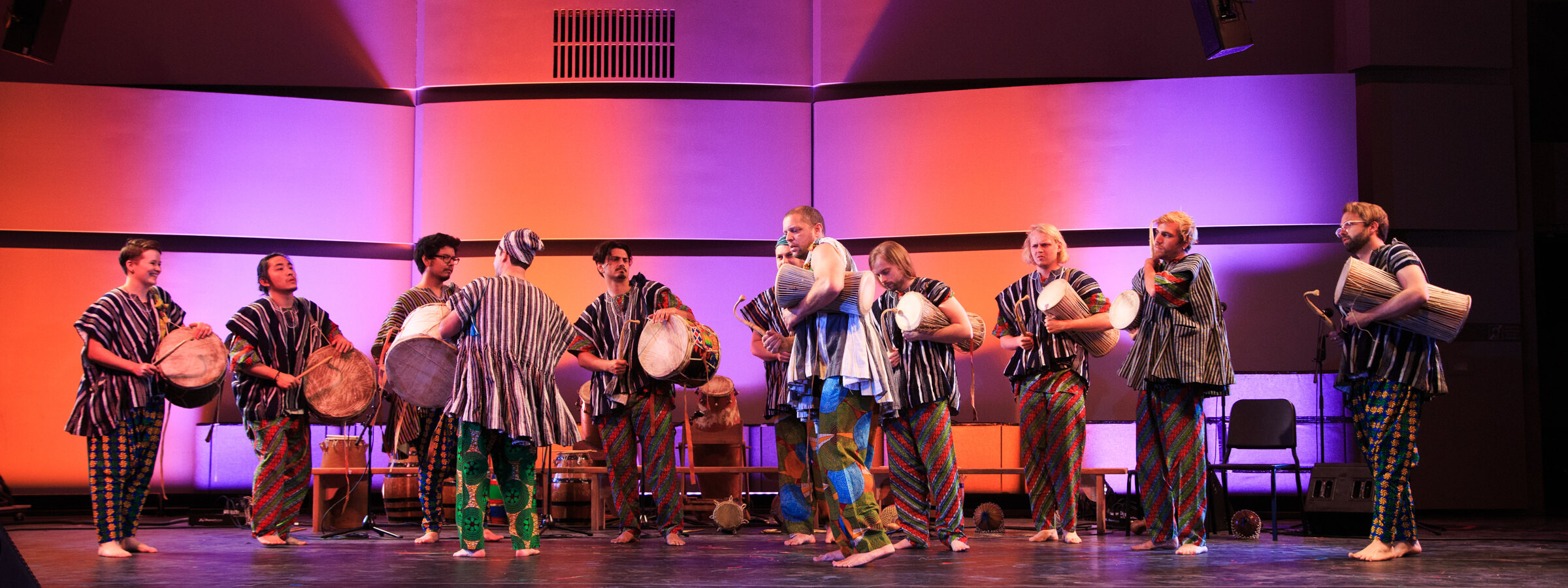 African music ensemble performing on stage at CalArts.