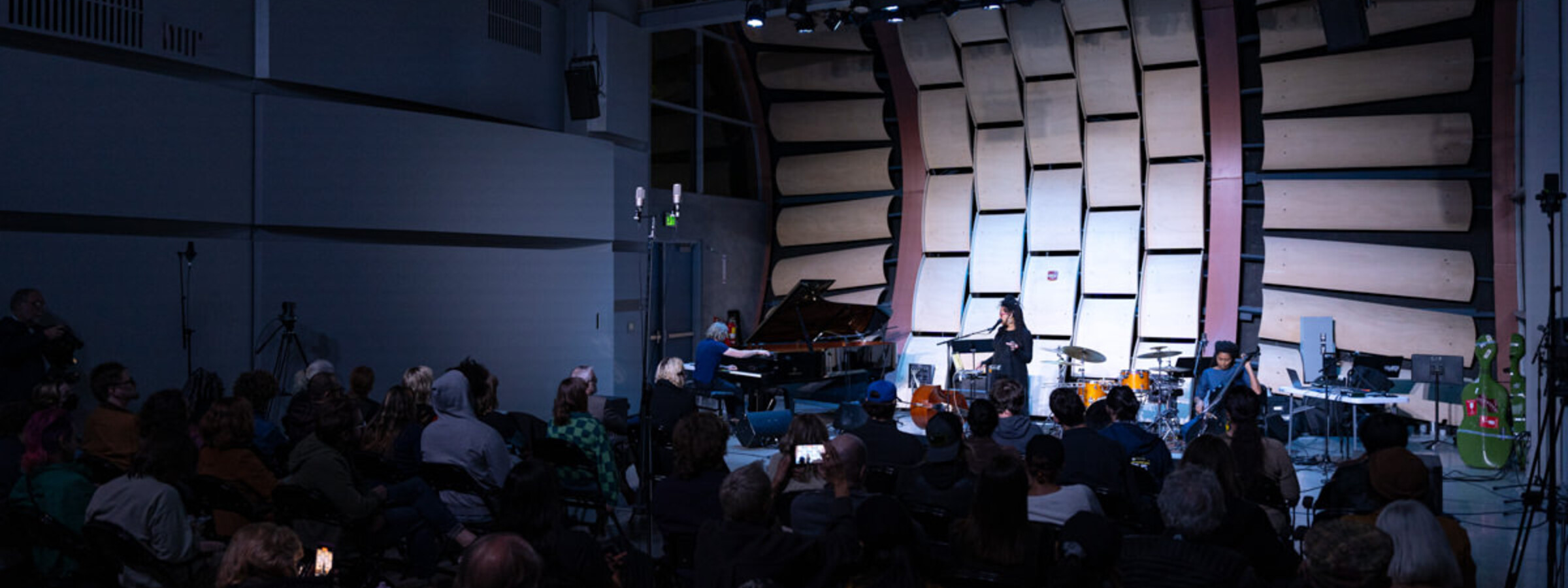 Wild Beast outdoor stage at CalArts with a band performing at dusk