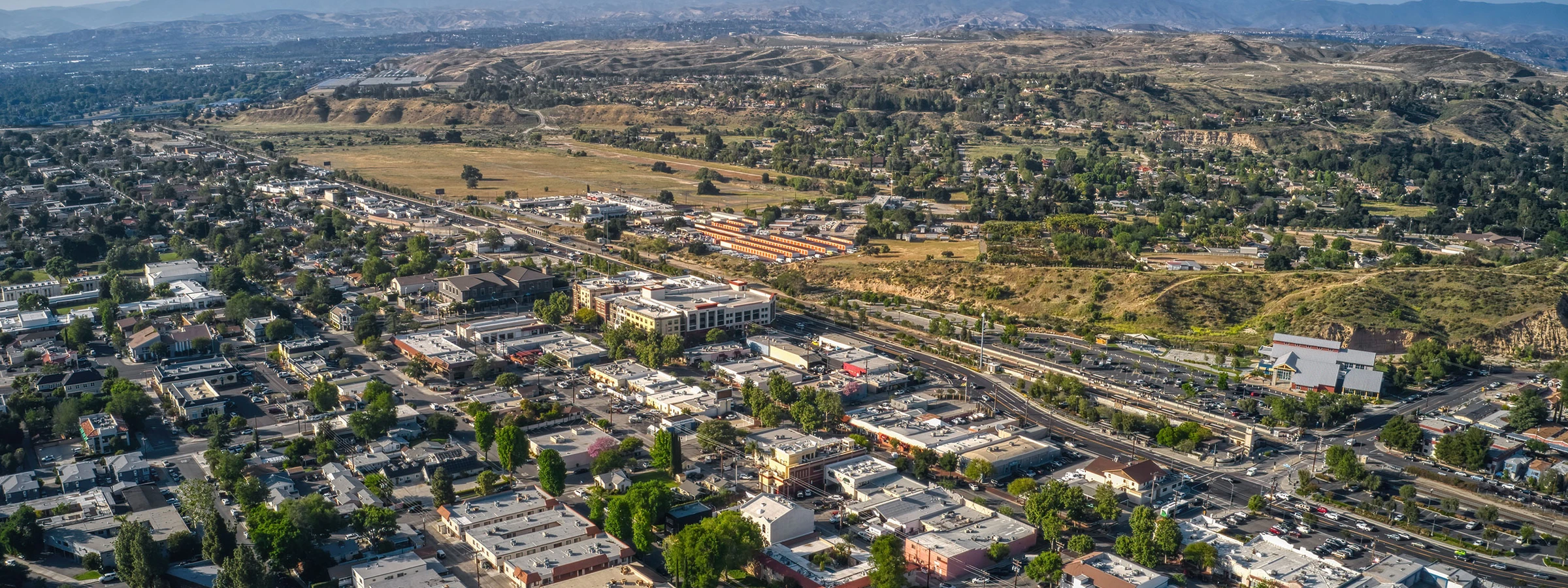 Aerial View of Santa Clarita, California in the Evening