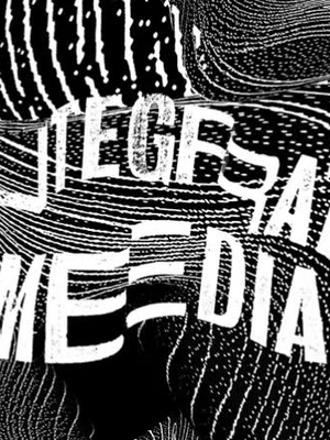 Text "INTEGRATED MEDIA" over a swirling black and white abstract background.