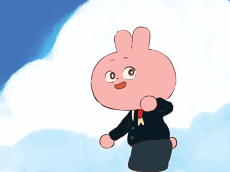 bunny person amongst the clouds