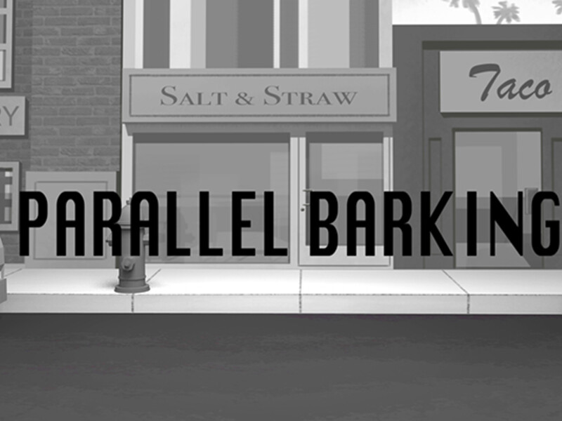 Street scene with storefronts "Salt & Straw" and "Taco D." Text "Parallel Barking" overlays the image.