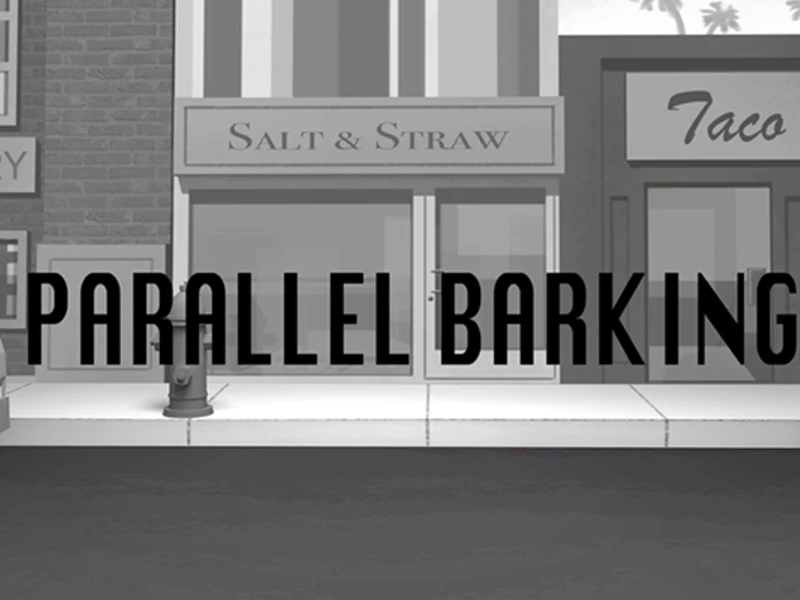 Street scene with storefronts "Salt & Straw" and "Taco D." Text "Parallel Barking" overlays the image.