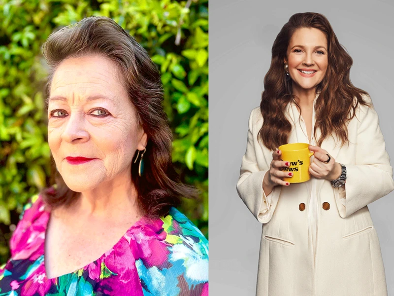 Side-by-side headshots of Barbara Carrasco and Drew Barrymore