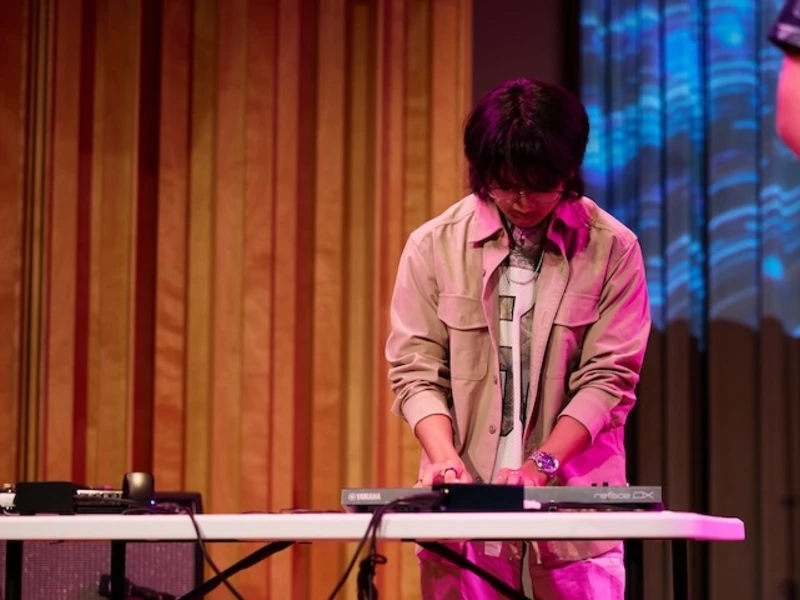 Student performing in the 2026 CalArts Ex-Pop Showcase