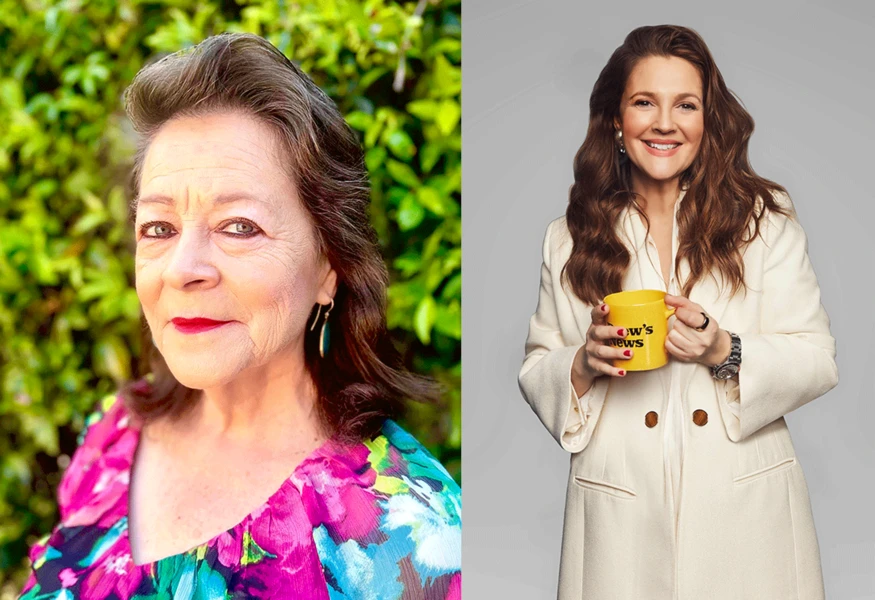 Side-by-side headshots of Barbara Carrasco and Drew Barrymore
